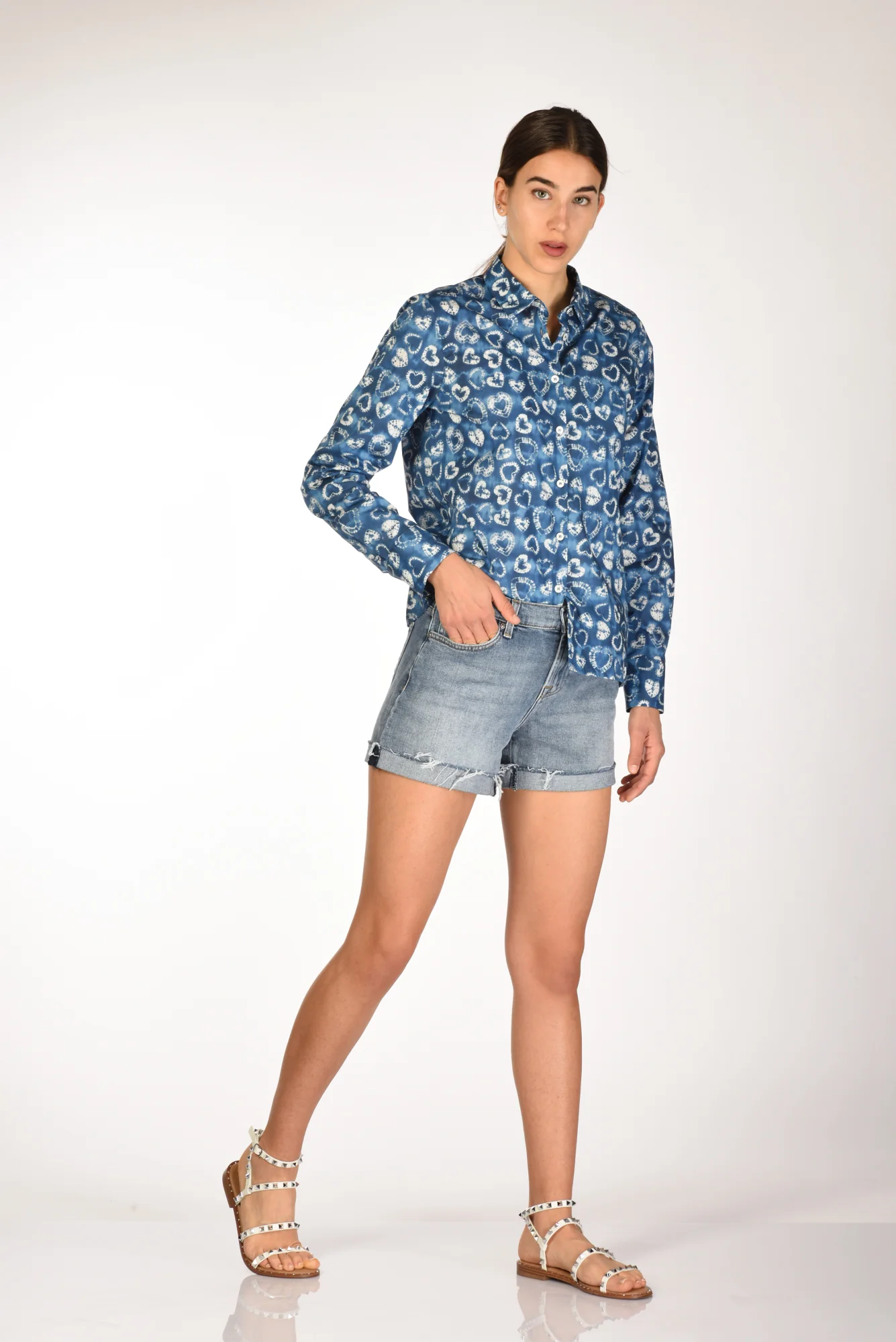 7 For All Mankind Shorts Mid Roll Blu Chiaro Donna - immagine 3