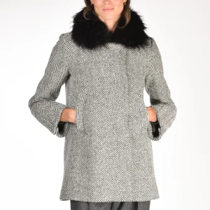 Ava Adore Caban Ecofur Nero/bianco Donna