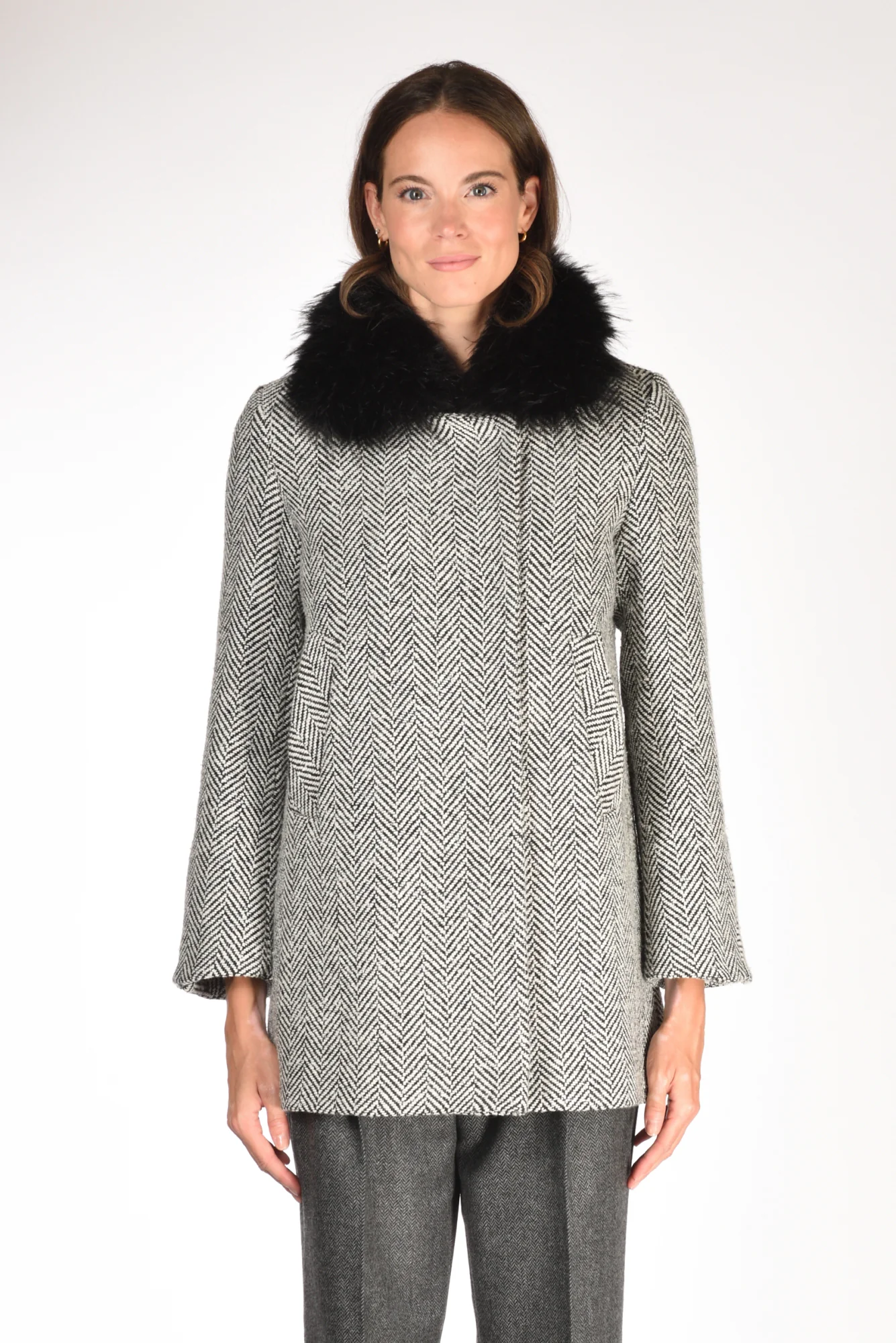 Ava Adore Caban Ecofur Nero/bianco Donna - immagine 3