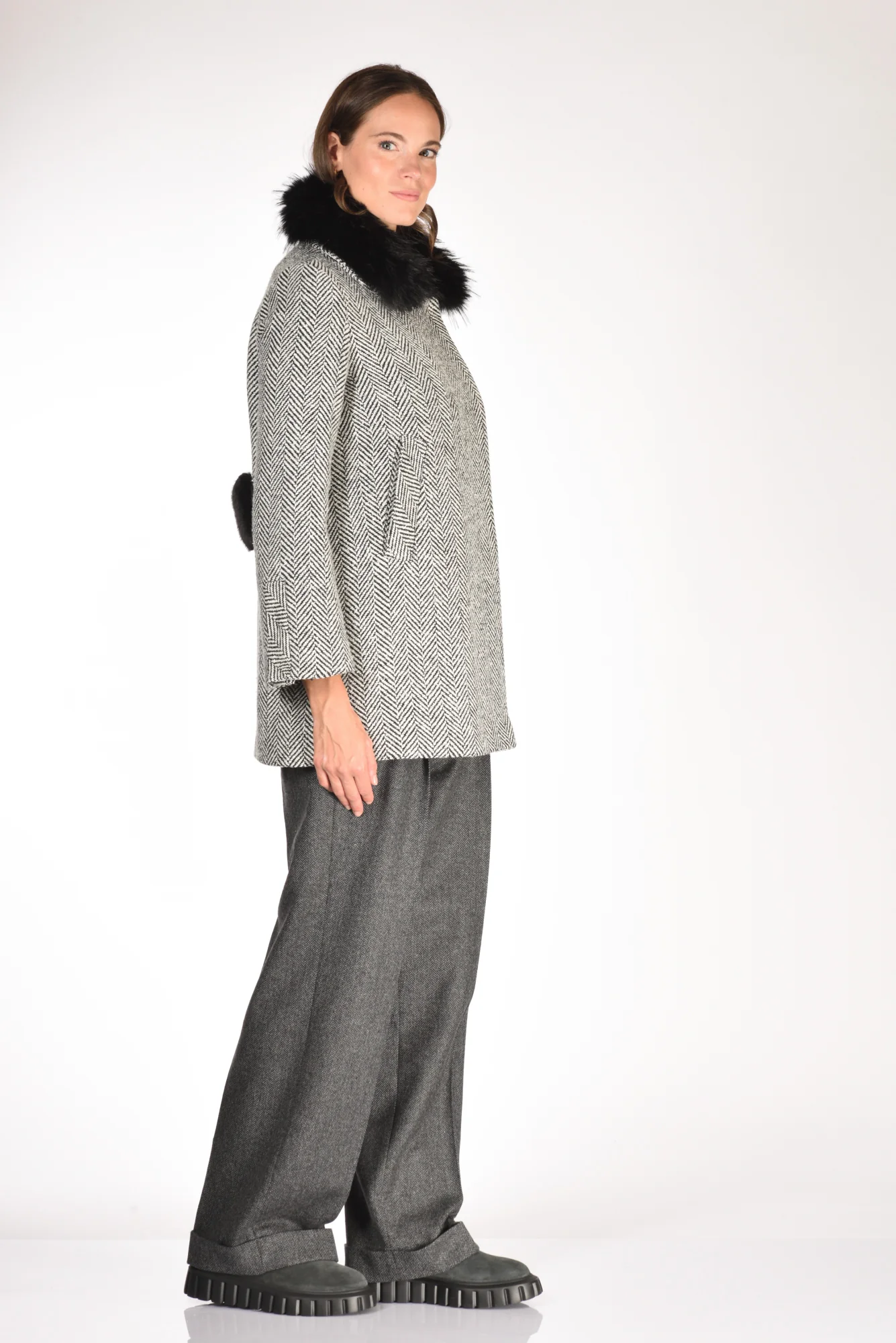 Ava Adore Caban Ecofur Nero/bianco Donna - immagine 5