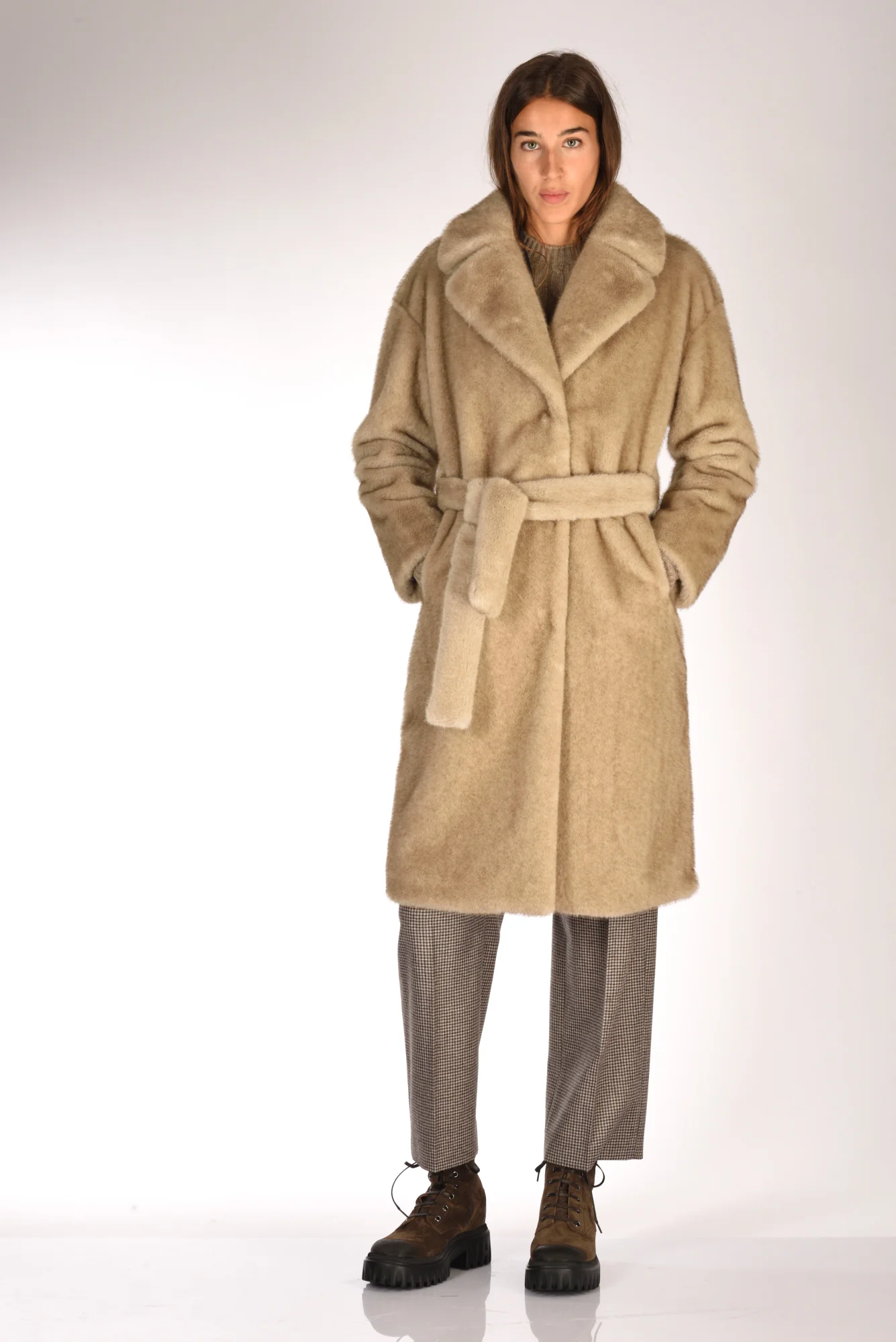Herno Cappotto Ecofur Beige Donna