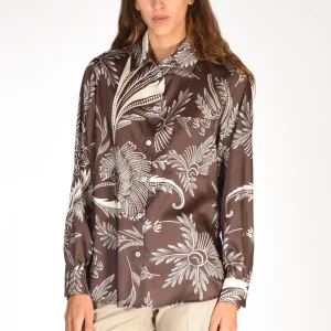 5 Progress Camicia Stampata Marrone Donna
