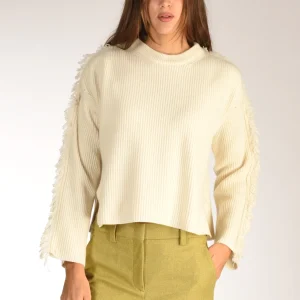 Drumohr Girocollo Frange Bianco Latte Donna