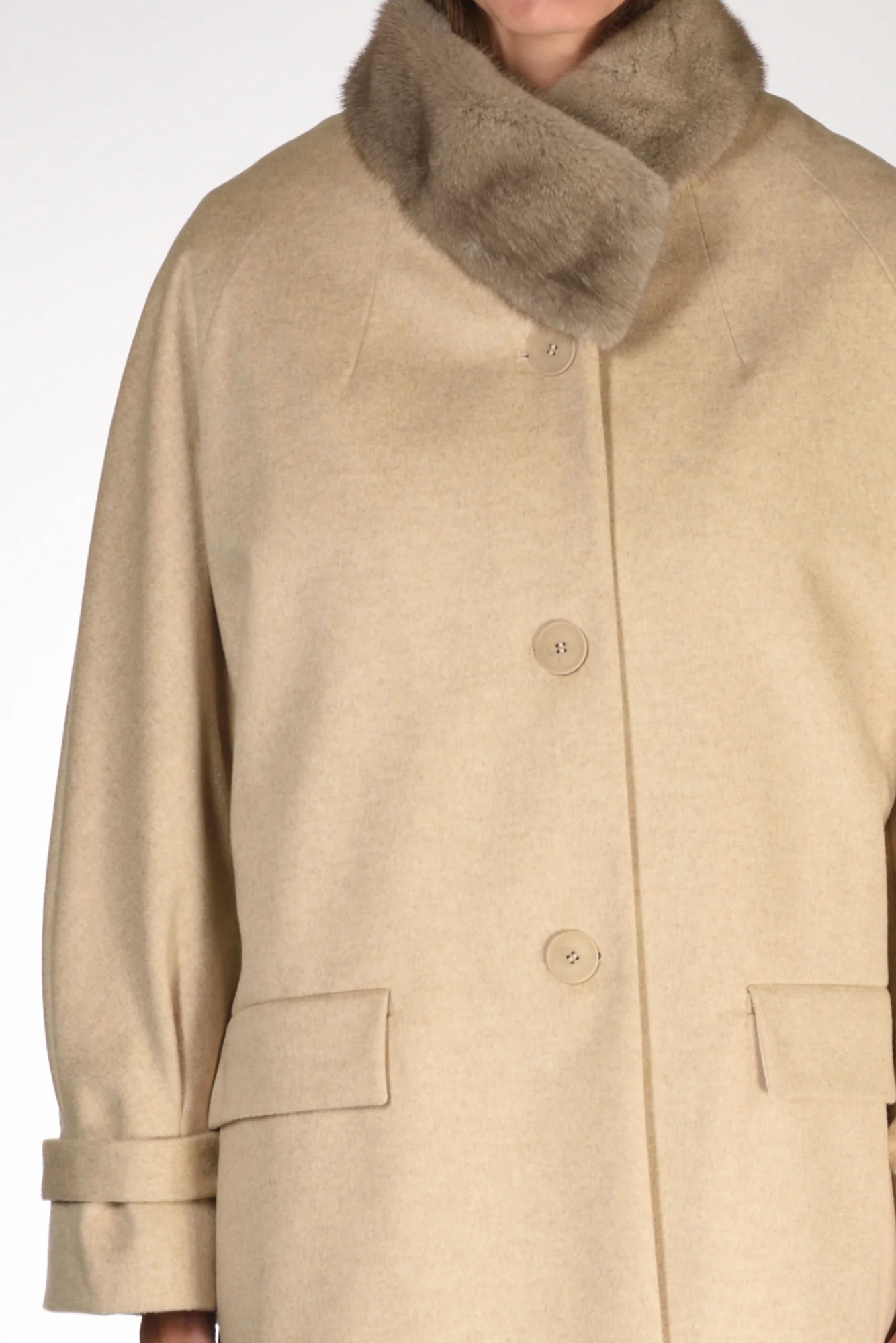 Mouche Cappotto Fur Beige Donna - immagine 4