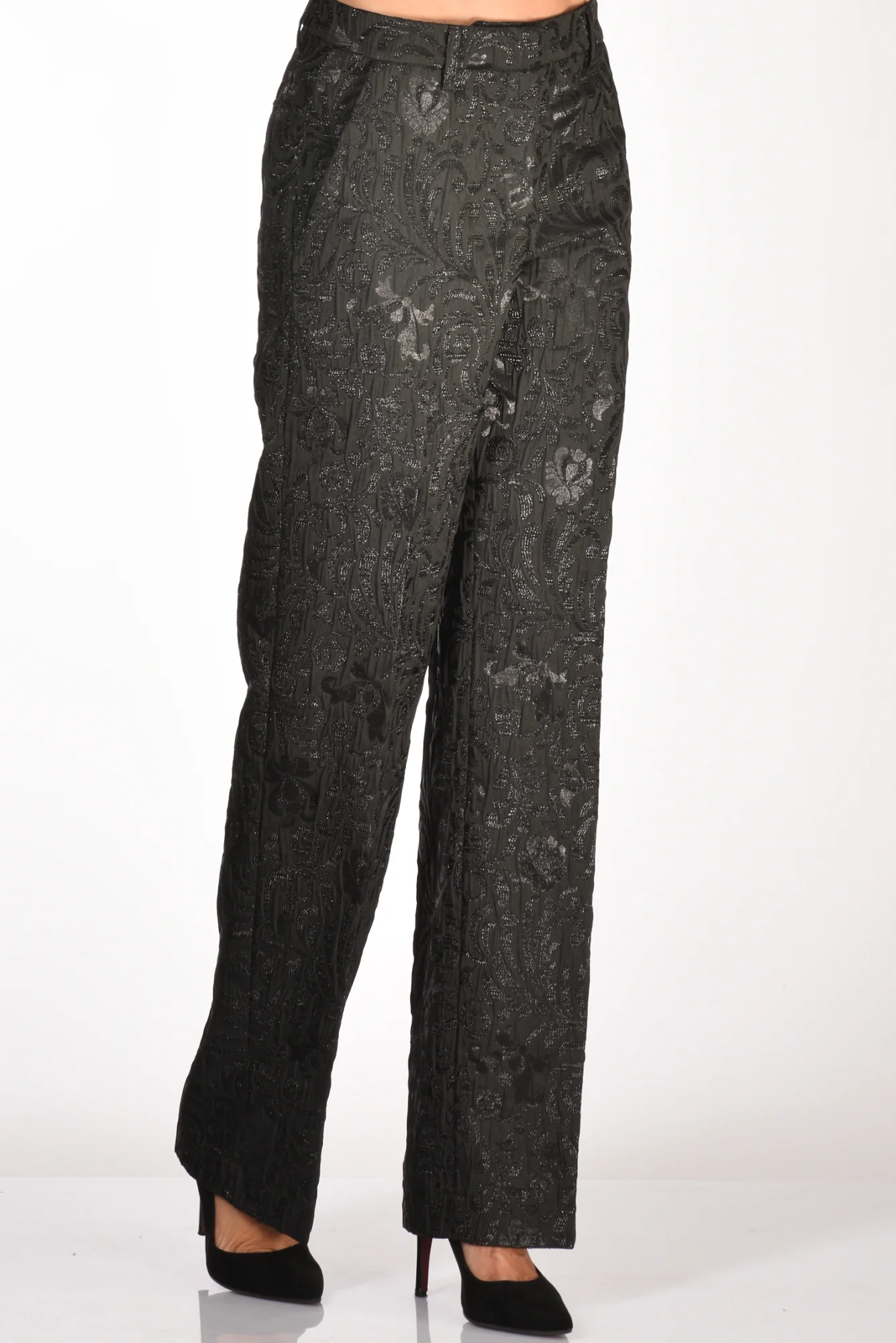 Alessandro Enriquez Pantalone Broccato Nero Donna - immagine 2