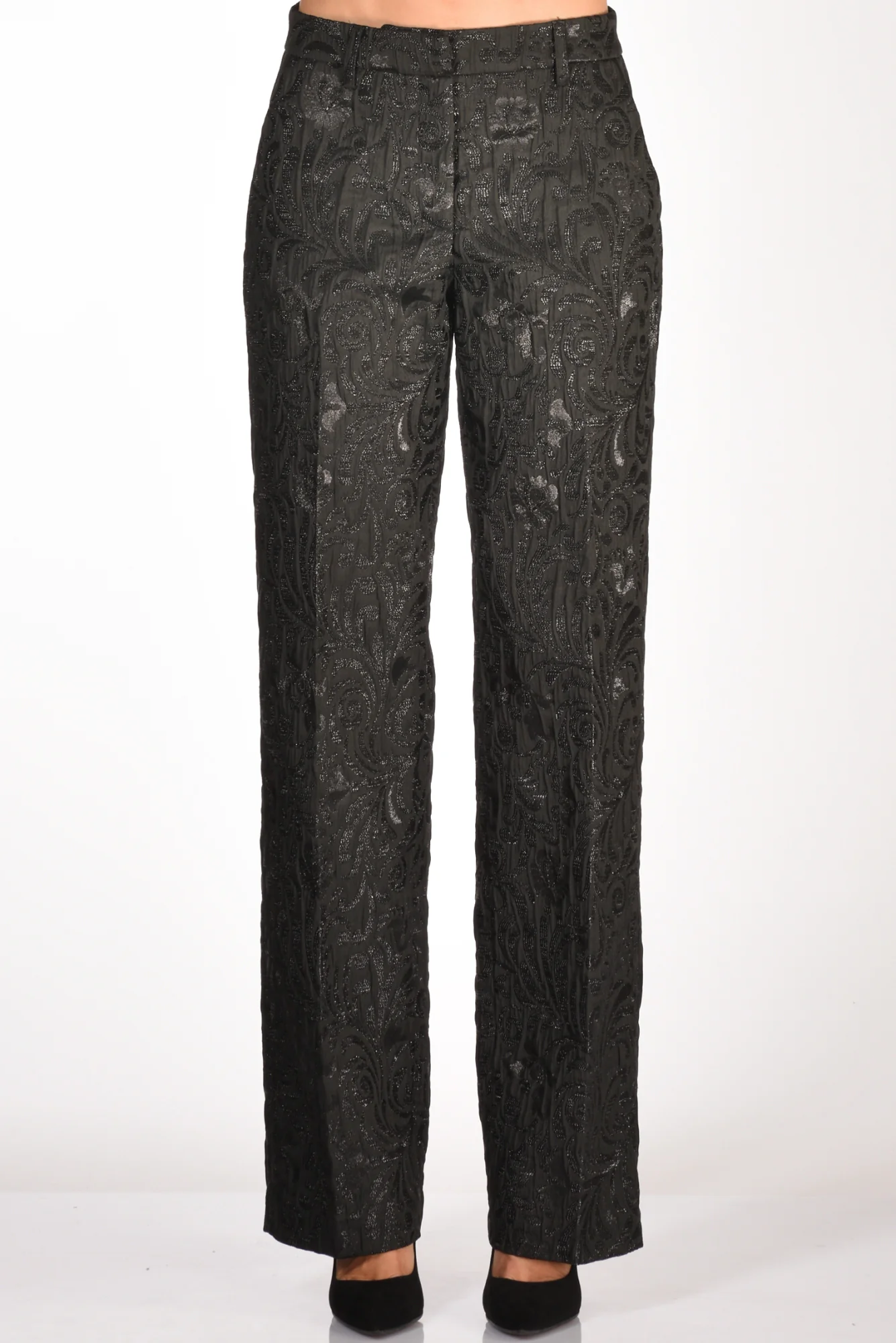 Alessandro Enriquez Pantalone Broccato Nero Donna - immagine 4