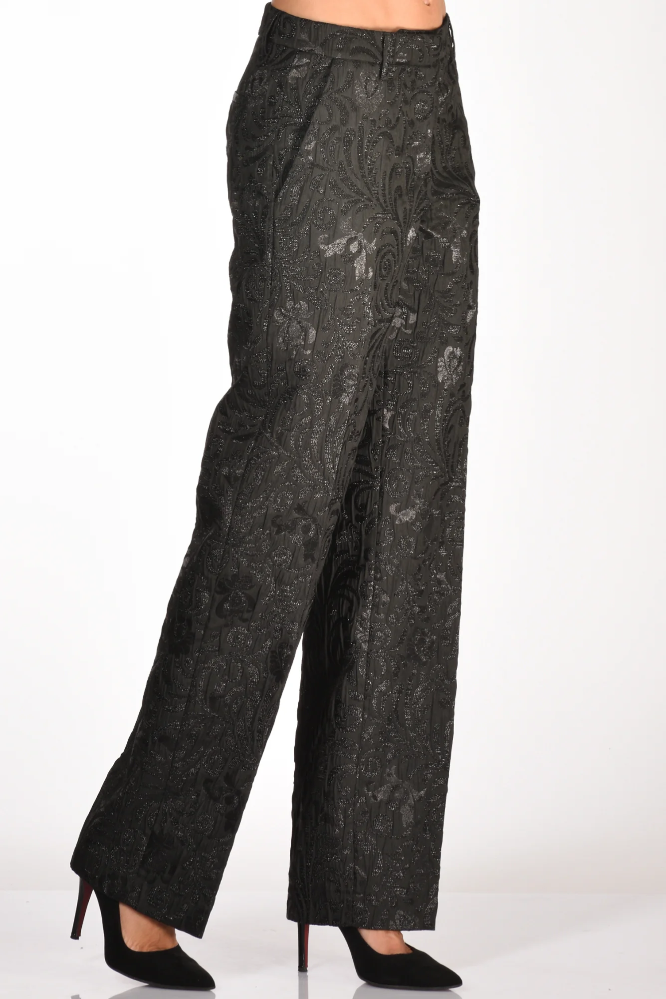 Alessandro Enriquez Pantalone Broccato Nero Donna - immagine 5