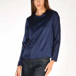 Shirt C Zero Camicia Seta Blu Donna