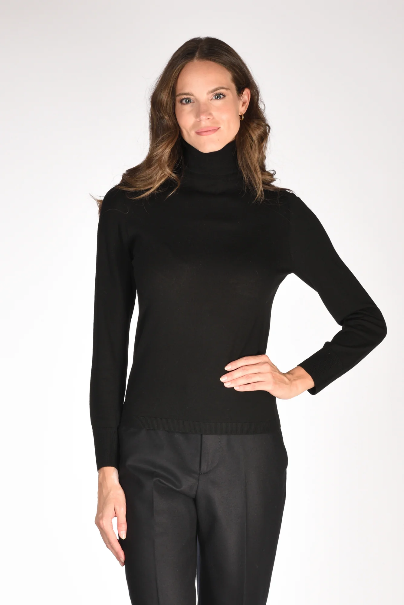 Allude Maglia Collo Alto Nero Donna