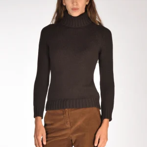 Base Milano Maglia Collo Alto Marrone Donna