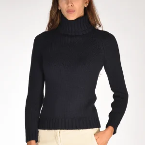 Base Milano Maglia Collo Alto Blu Donna