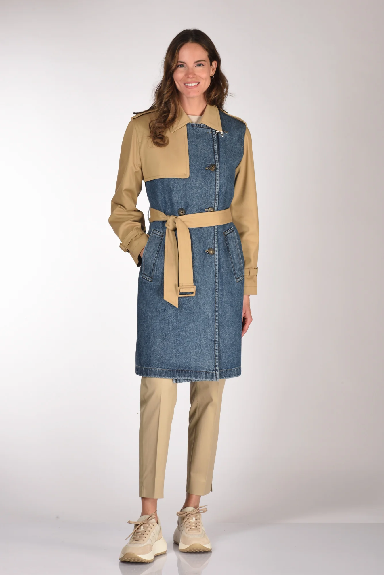 Fay Trench Bitessuto Blu/beige Donna - immagine 2