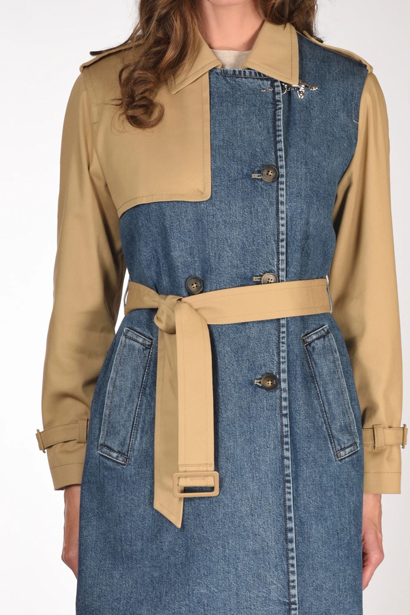 Fay Trench Bitessuto Blu/beige Donna - immagine 4