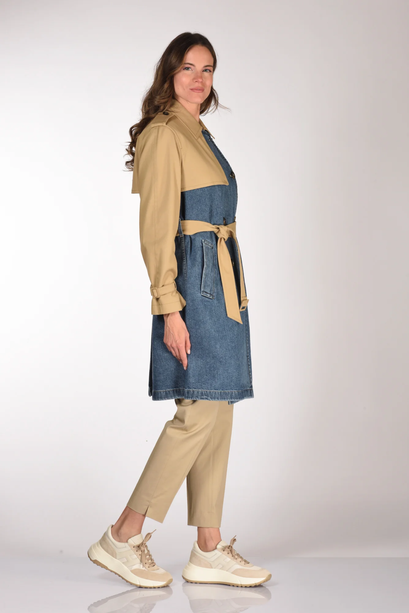 Fay Trench Bitessuto Blu/beige Donna - immagine 5