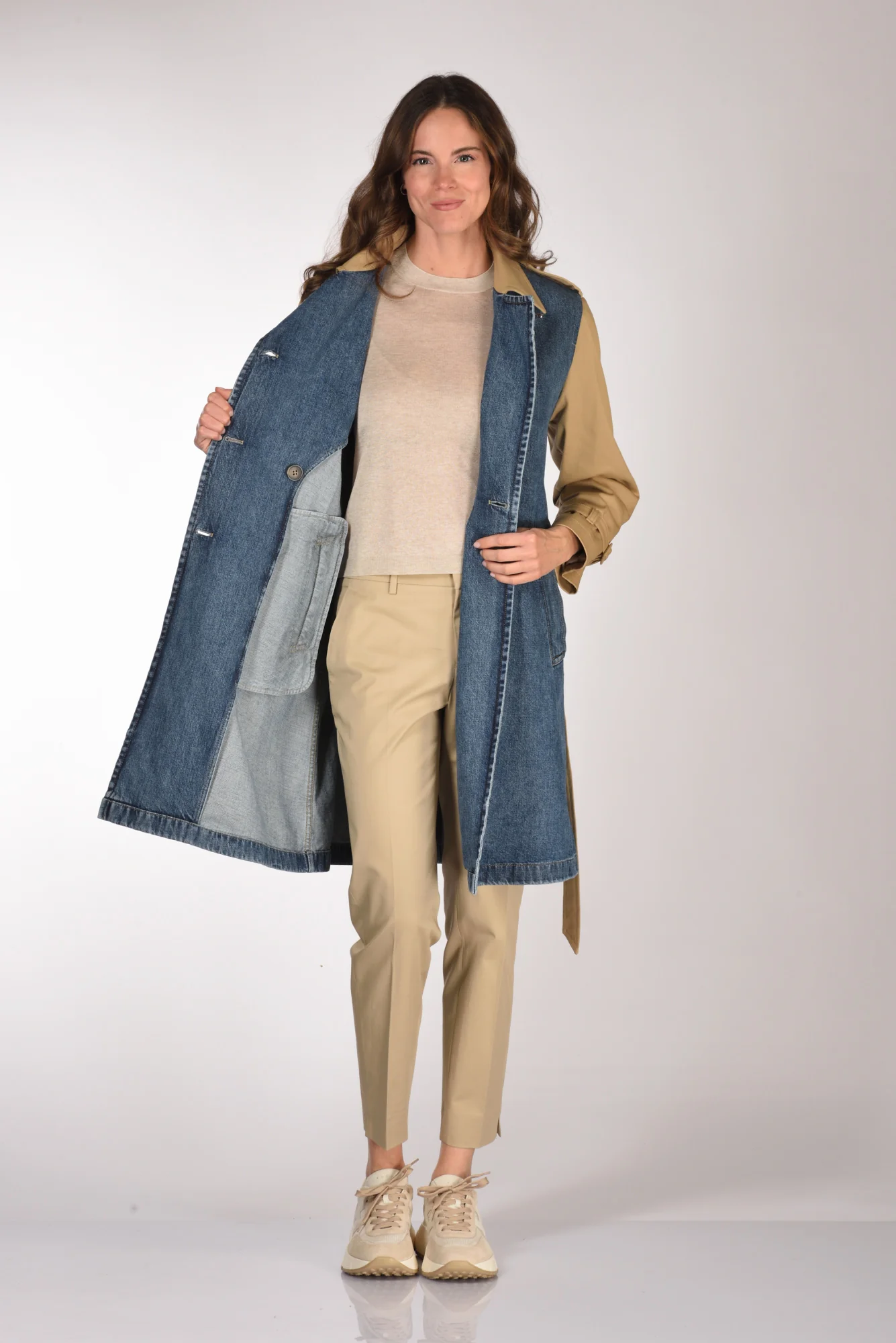 Fay Trench Bitessuto Blu/beige Donna - immagine 7