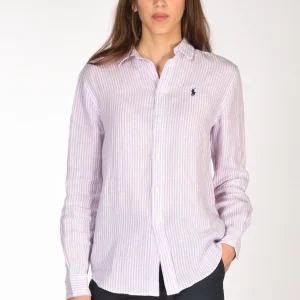 Polo Ralph Lauren Camicia Rigata Viola/bianco Donna