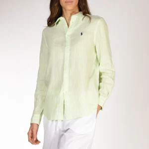 Polo Ralph Lauren Camicia Rigata Verde Chiaro/bianco Donna