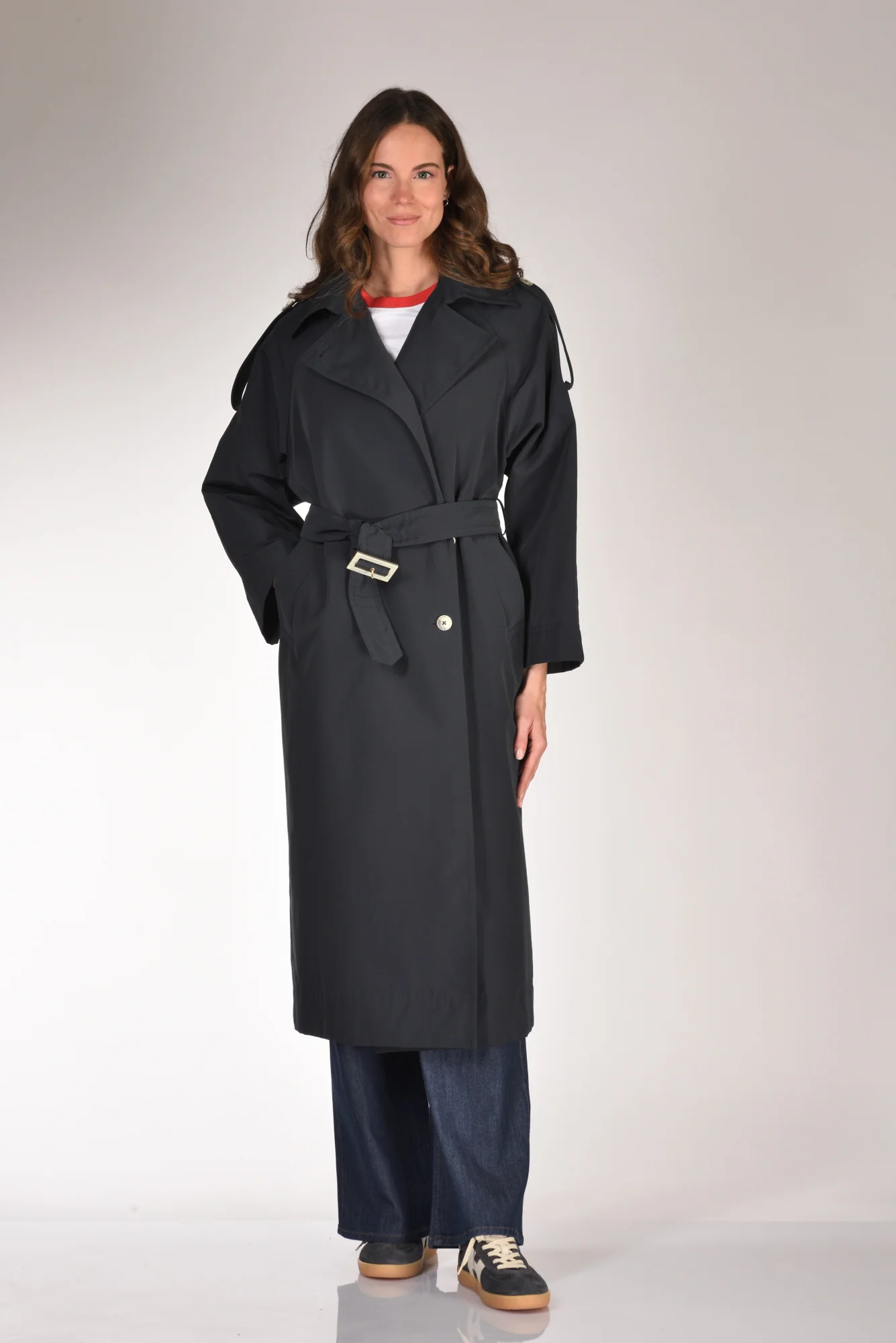 Herno Trench Lungo Blu Donna - immagine 2