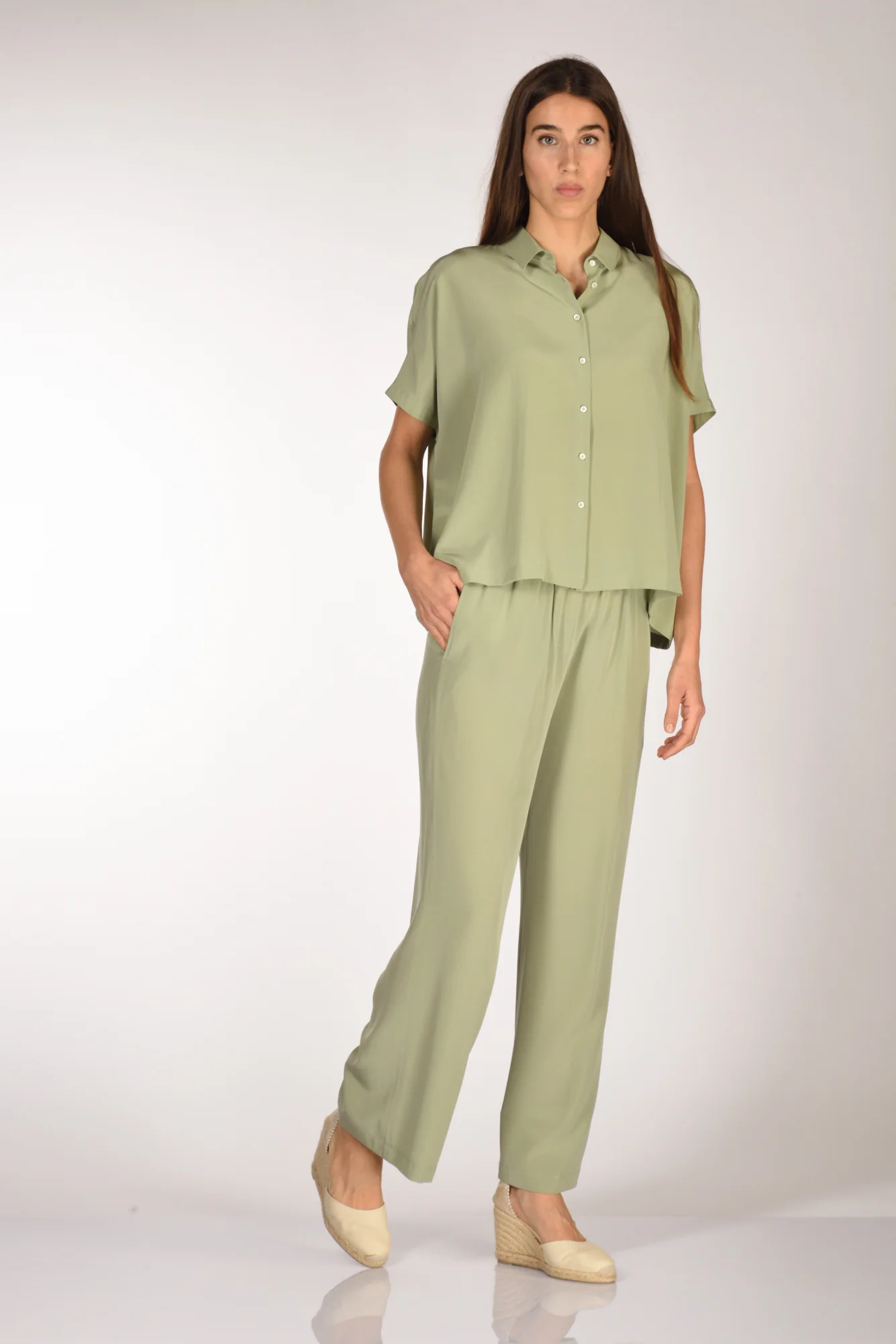 Aspesi Pantalone Verde Chiaro Donna - immagine 3
