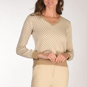 Drumohr Maglia Biscottino Beige/bianco Donna