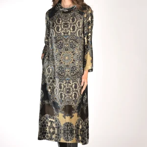 Gabriele Bellini Abito Stampato Nero/bianco/azzurro Donna