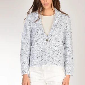 Base Milano Giacca Maglia Azzurro/bianco/nero Donna