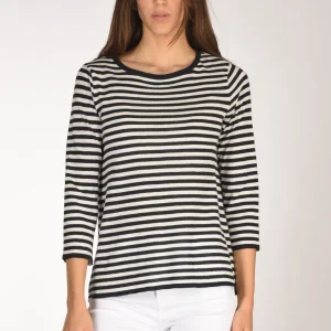 Base Milano Maglia Rigata Blu/bianco Donna