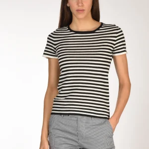 Base Milano Maglia Rigata Nero/bianco Donna
