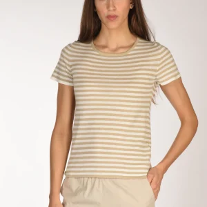 Base Milano Maglia Rigata Beige/bianco Donna