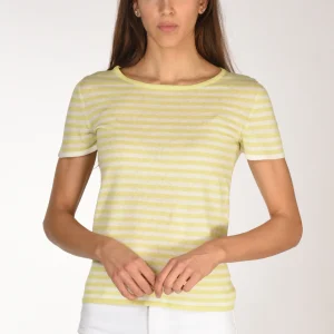 Base Milano Maglia Rigata Giallo/bianco Donna