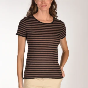 Base Milano Maglia Rigata Marrone/nero Donna