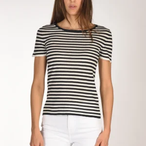 Base Milano Maglia Rigata Blu/bianco Donna