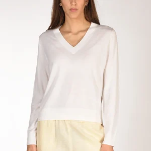 Allude Maglia V Bianco Donna