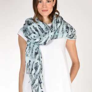 Pyaar Sciarpa Stampata Azzurro/nero Donna