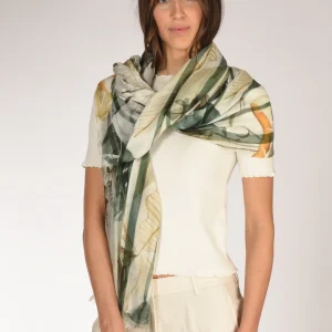 Pyaar Sciarpa Stampata Bianco/verde Donna