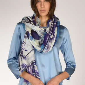 Pyaar Sciarpa Stampata Bianco/blu Donna