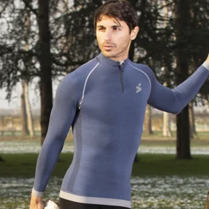 Maglia tecnica sportiva in lana merino manica lunga uomo