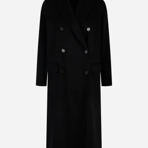 Cappotto Arianna doppiopetto in double di lana Nero
