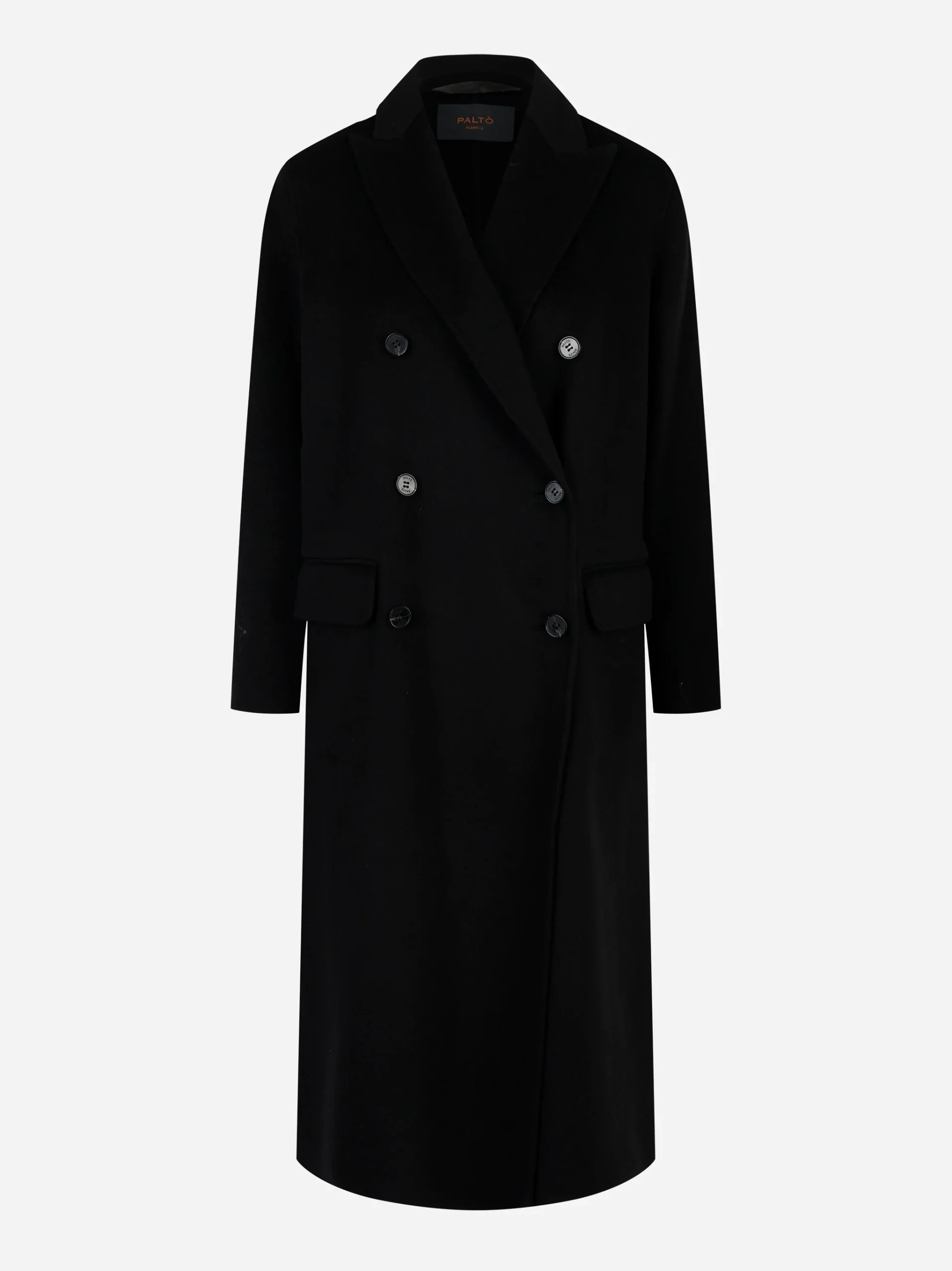 Cappotto Arianna doppiopetto in double di lana Nero