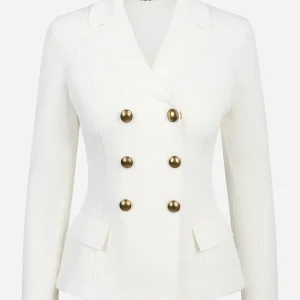 Giacca in maglia bianca con bottoni gioiello
