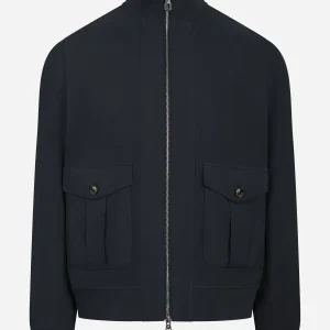 Bomber in nylon blu con zip