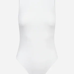 Body in jersey crepe con dettagli logo bianco