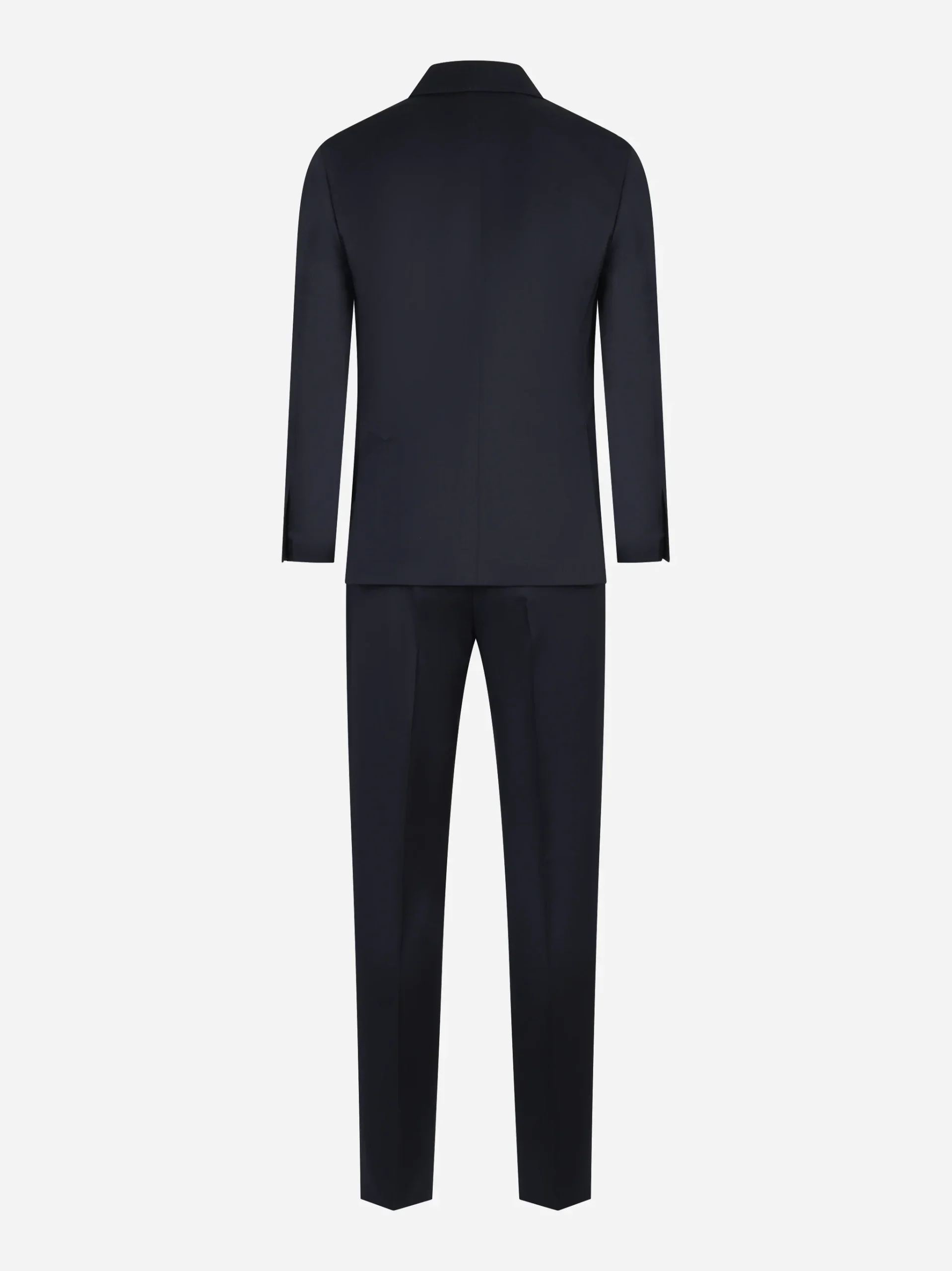 Abito blu monopetto con rever a lancia in lana vergine - immagine 3