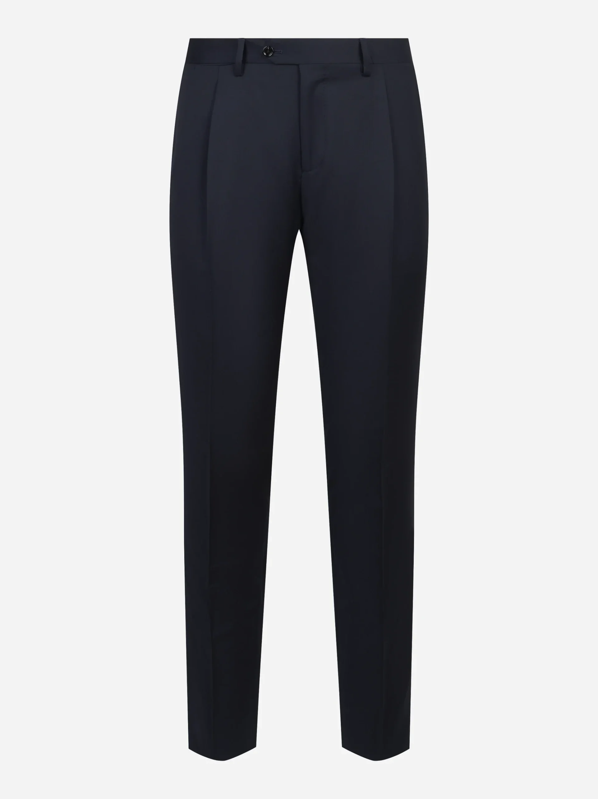 Abito blu monopetto con rever a lancia in lana vergine - immagine 5