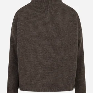Maglia collo alto in lana e cashmere Marrone