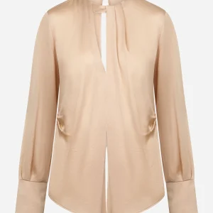 Camicia in misto seta beige