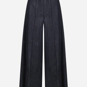 Pantalone wide leg con elastico in vita