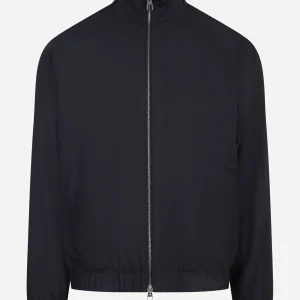 Bomber in pura lana vergine blu