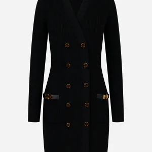 Mini abito in maglia con decorazioni gioiello Nero