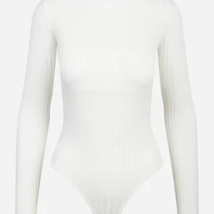 Body in maglia bianco con trasparenze